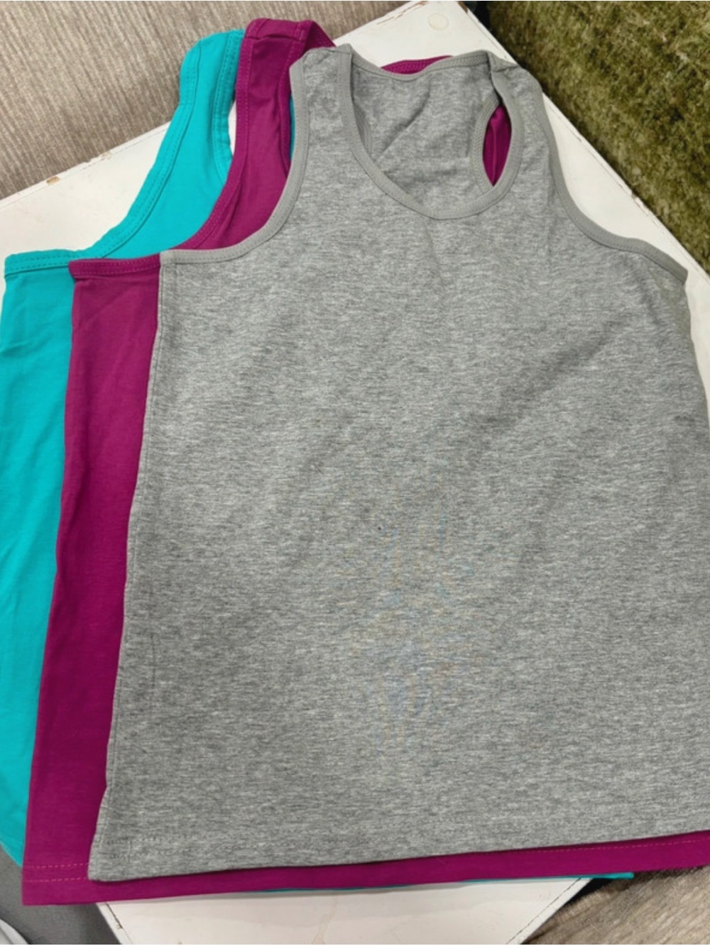 Kids' Cotton Tank Top 3-Pack - Gray, Magenta & Teal